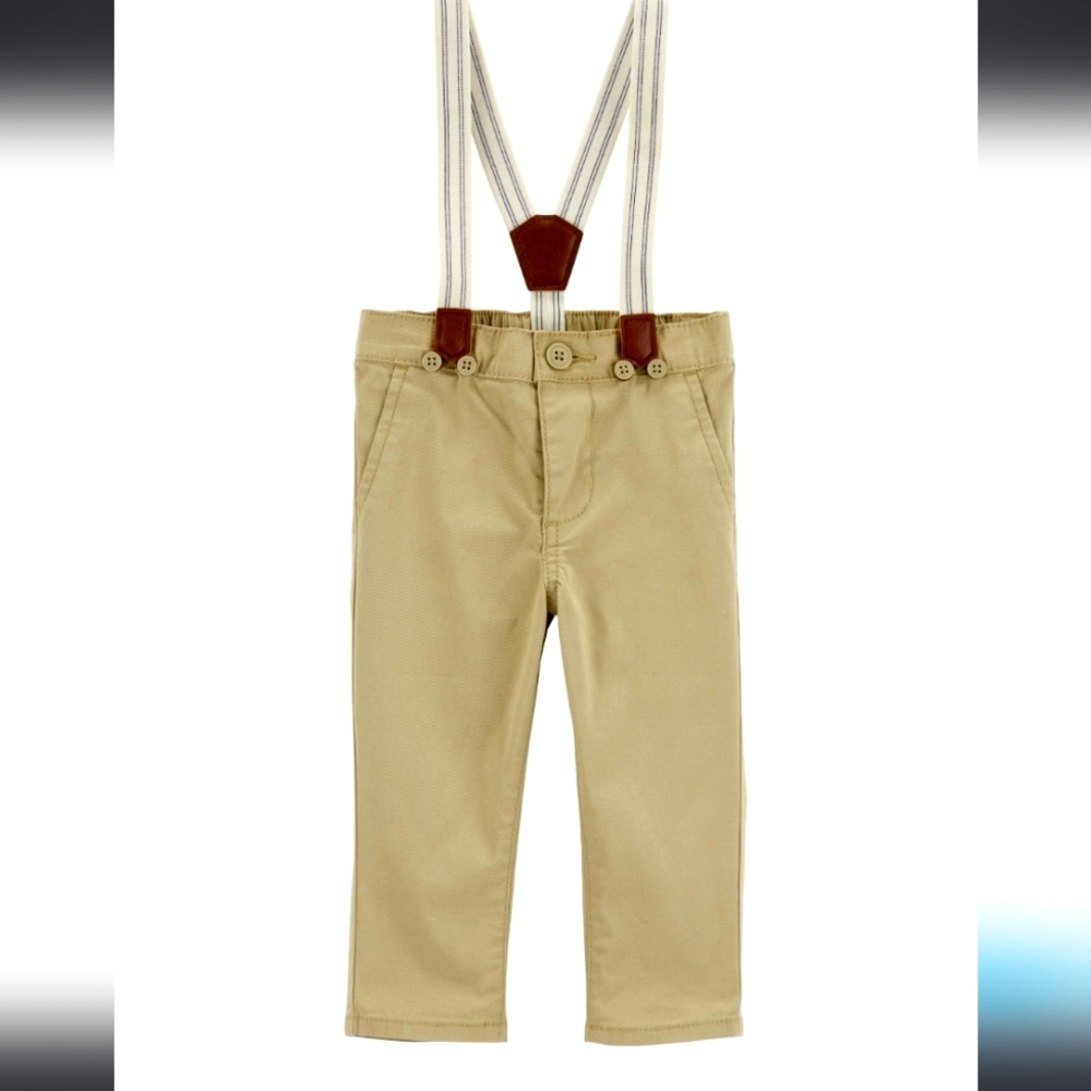 OSHKOSH B'GOSH 3T Khaki Pants w/ Suspenders - NWOT